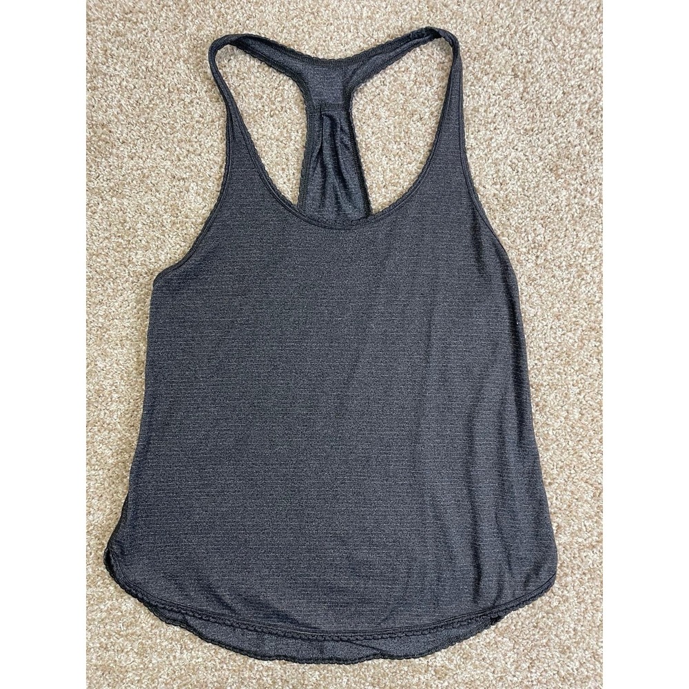 lululemon Singlet Racerback Tank Top SzM Black‎ Scalloped Edges